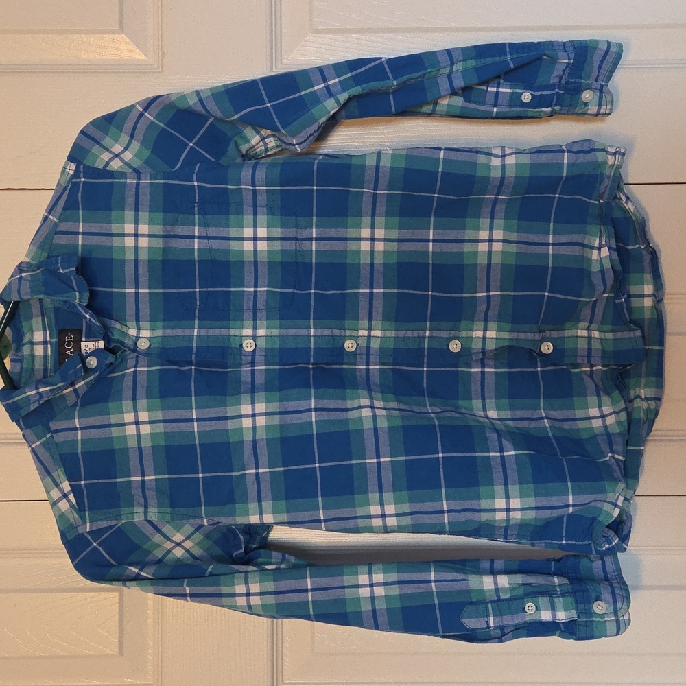 The Children's Place Blue and Green Plaid Button Down Shirt